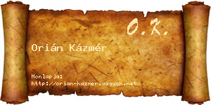 Orián Kázmér névjegykártya